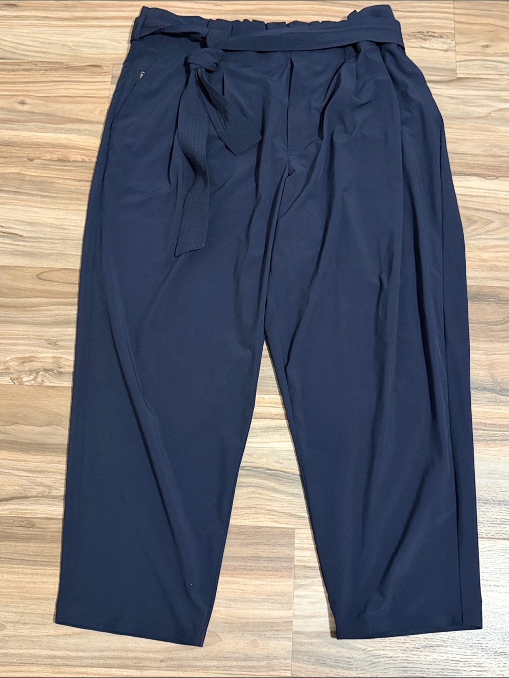 Athleta Skyline Pant II Navy Blue Belted High Rise Stretch Womens Sz. 20 Ankle